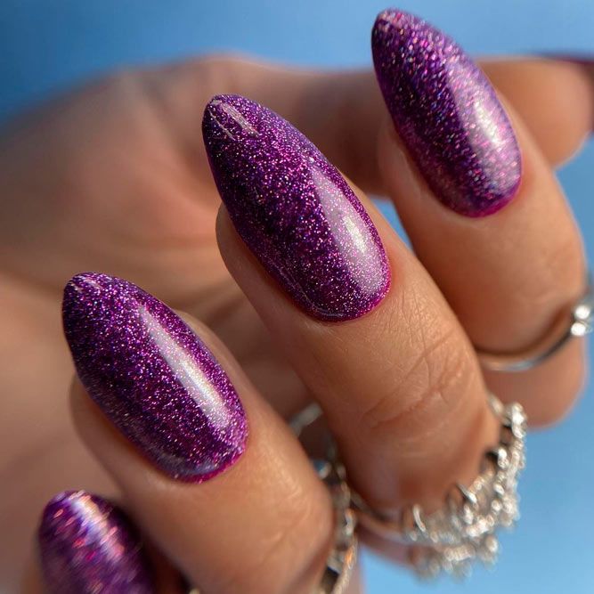 Glitter Purple Nails