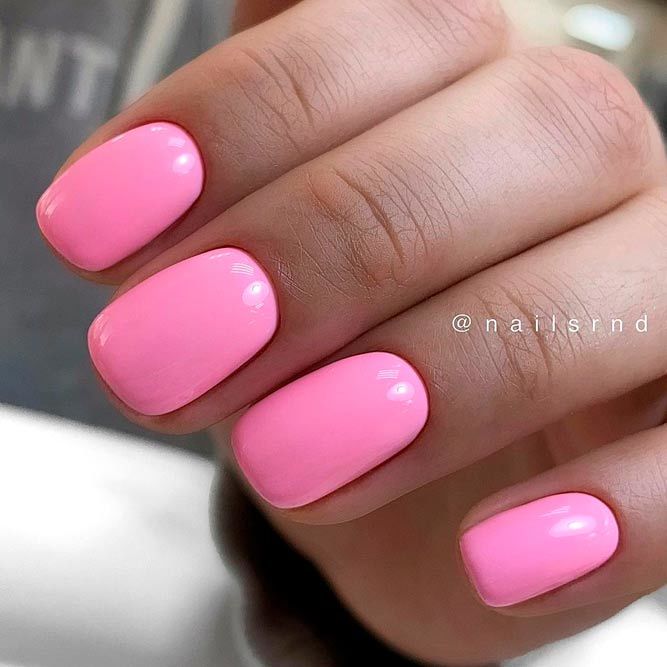 Simple Pink Short Acrylic Nails