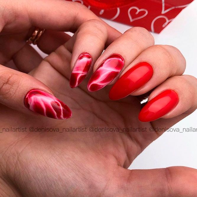 Sexy Red Almond Shaped Nails