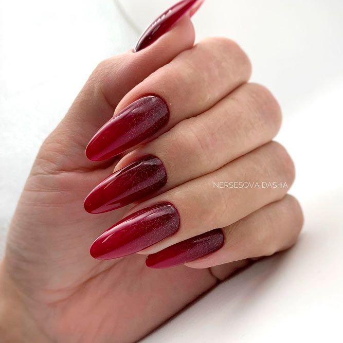 Glossy Burgundy Ombre Nails