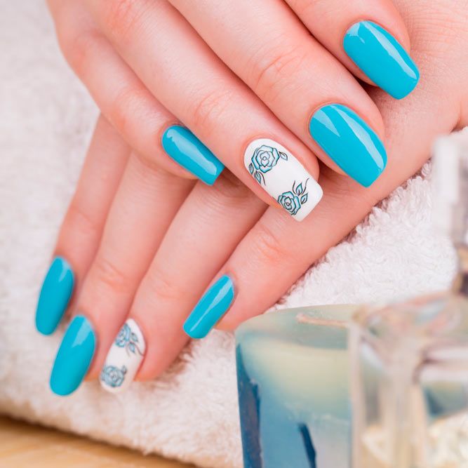 Nice Ideas for Blue and White Manicure