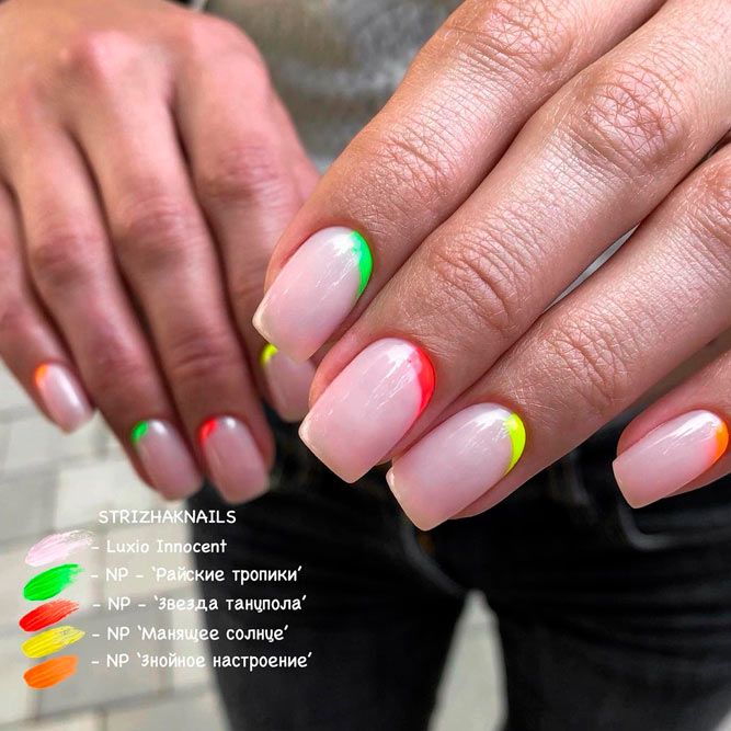 Colorful Ruffian Accents For Squoval Nails