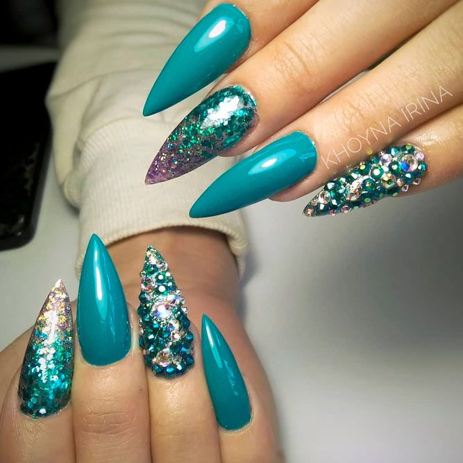Turquoise Stiletto Nails