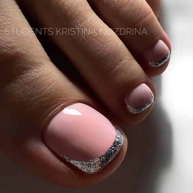 Glitter French For Toe Nails
