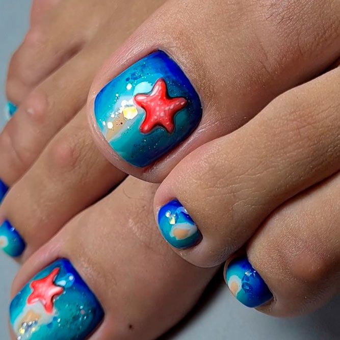 Unusual Sea Nail Designs For Toes