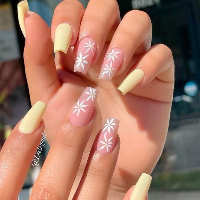 Sweet Pastel Flowers For Coffin Nails