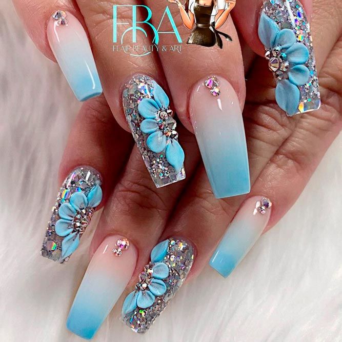 How To Ombre Nails With Floral Art