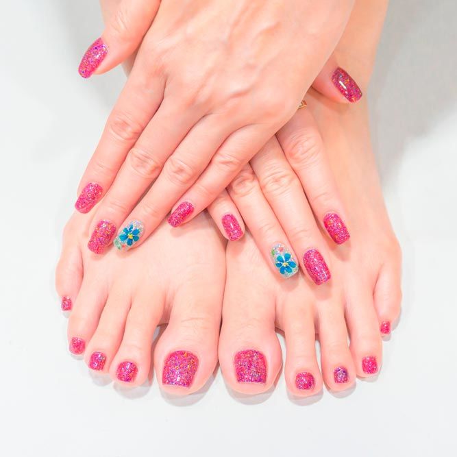 Manicure And Pedicure Designs With Flowers
