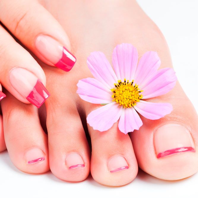 Red French Manicure And Pedicure Designs