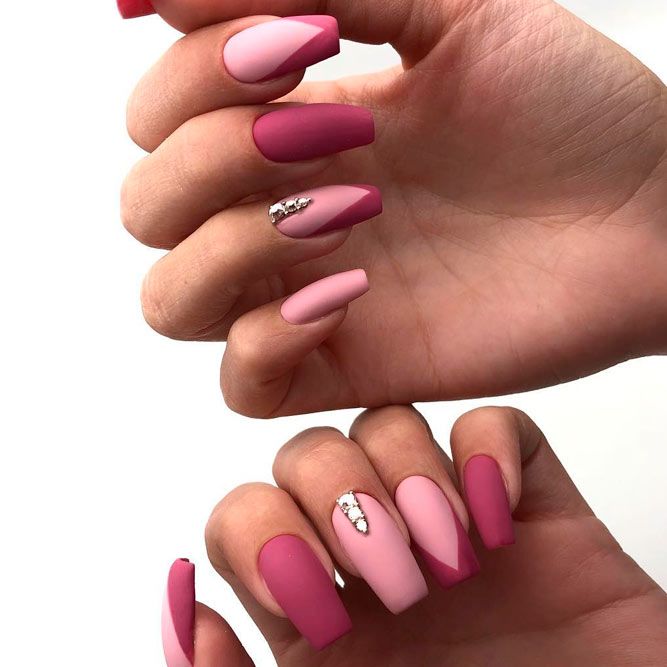Fabulous Rhinestone Accents For Matte Acrylic Nails