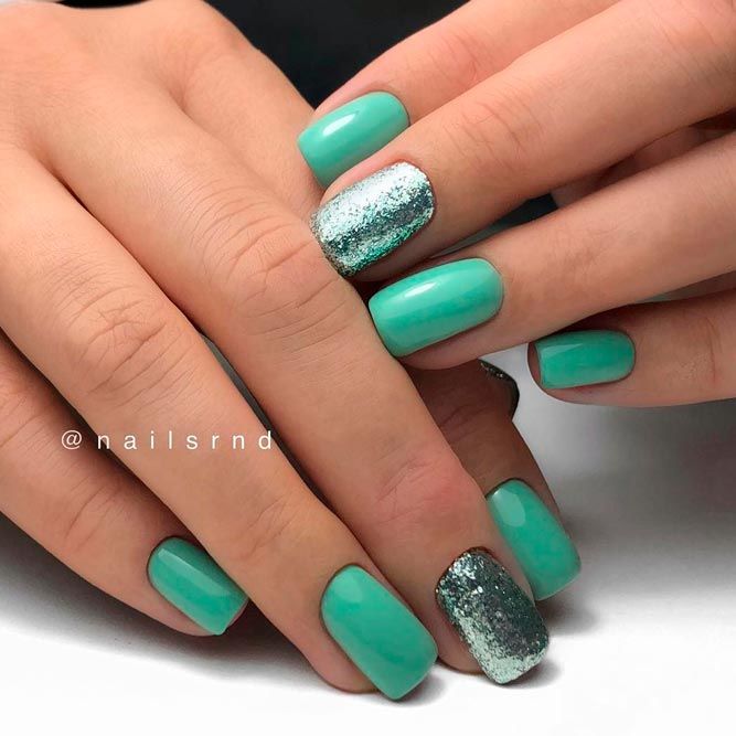 Gentle Green Pastel Colors Nails Shades