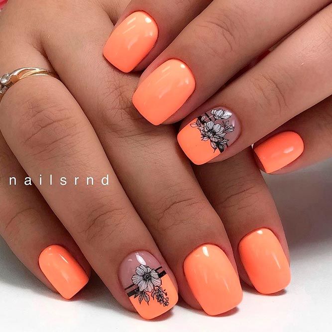 Peach Pastel Colors Nails Designs