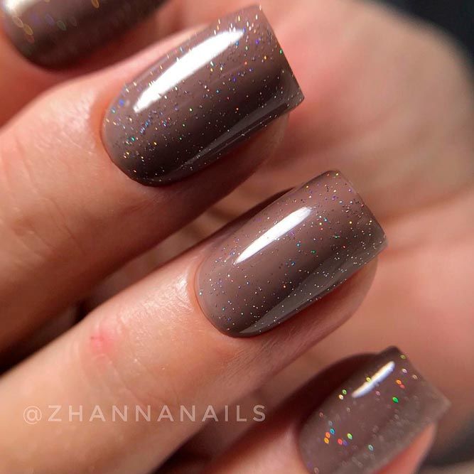 Fab Idea: Taupe Nails With Sparkle Elements