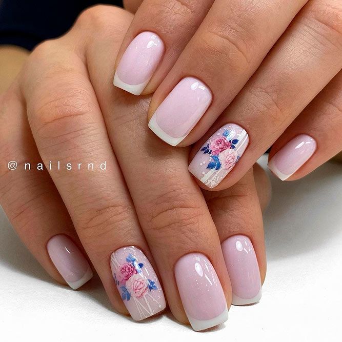 French Nail Designs with Floral Art