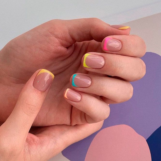 Colorful French Designs for Short Nails