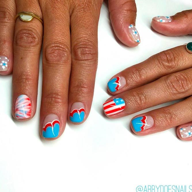 Abstract Patriotic Nails for Labor Day