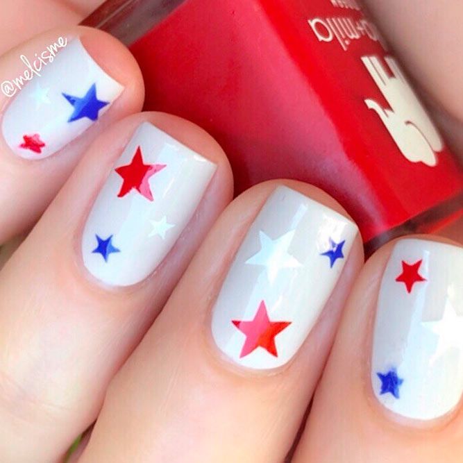 Cute Nail Art Designs with Patriotic Stars