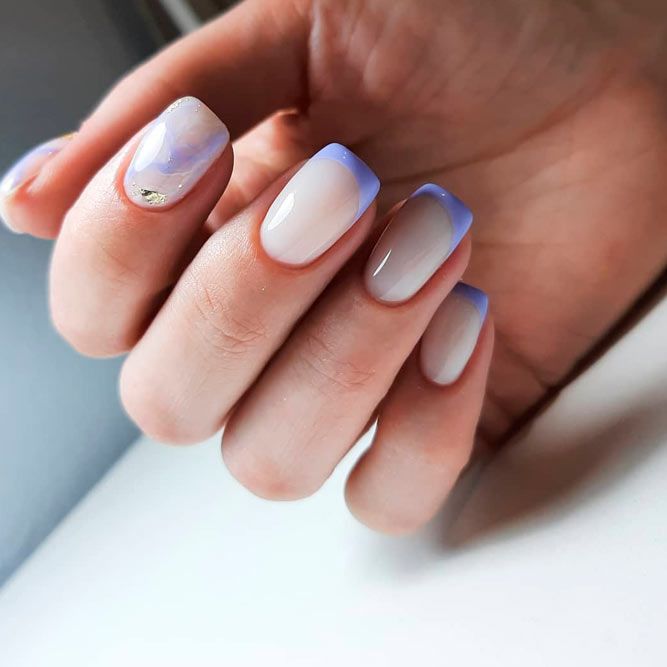 cute nail designs for short nails blue matte french