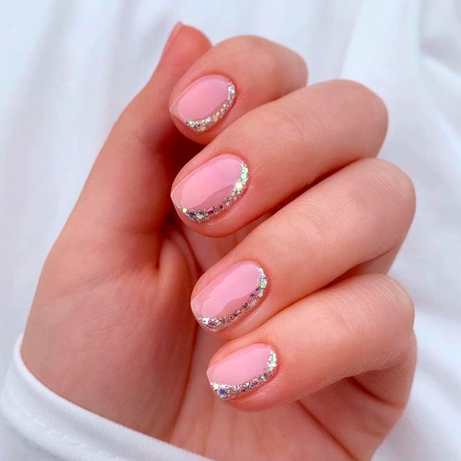 Perfect Short Nails with Glitter Accents