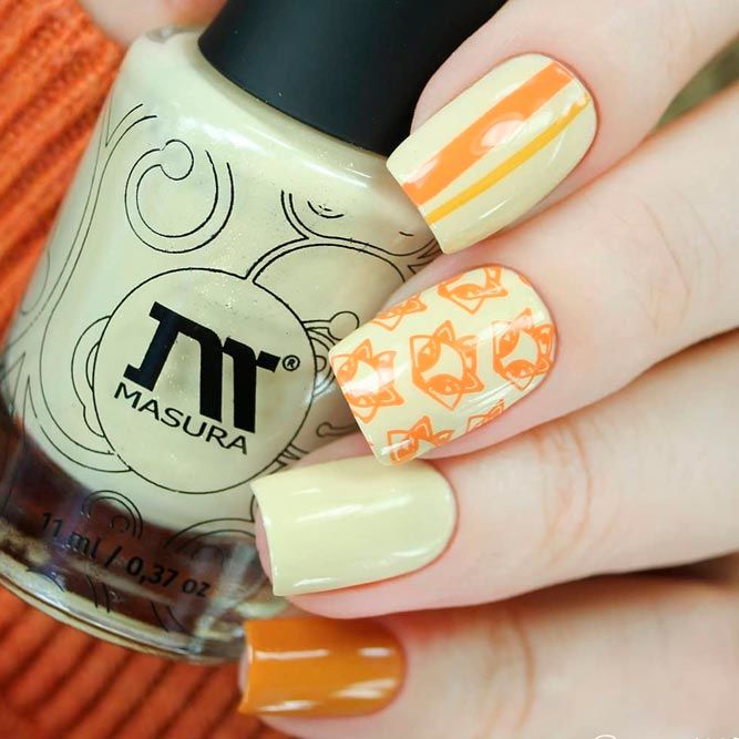 Funny Foxy Design For Square Nails