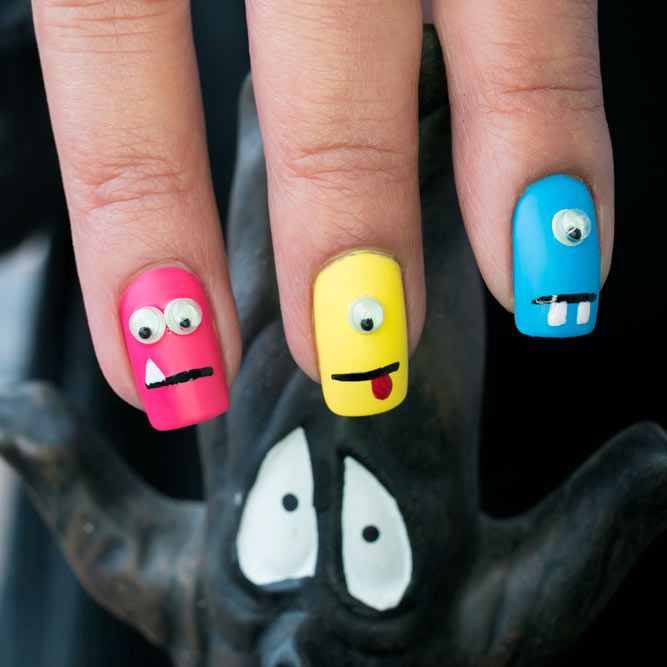 Funny Monsters For Halloween Nails
