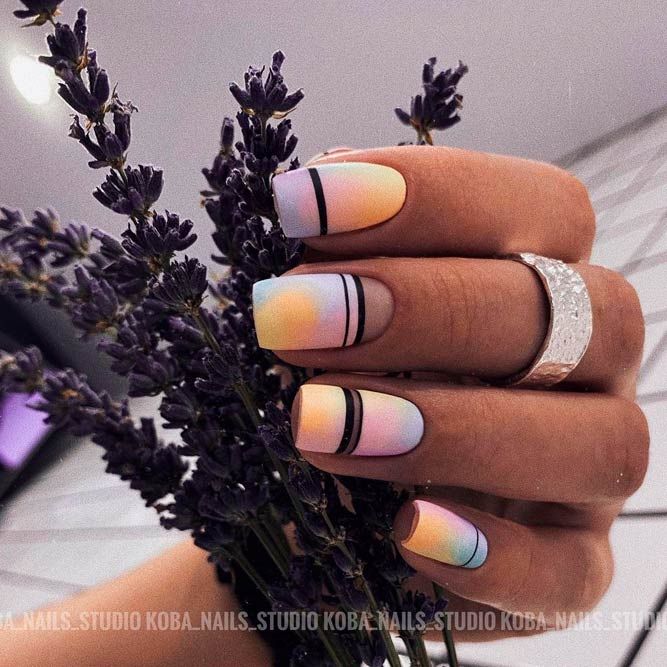 Matte Luxury Nails With Stripes