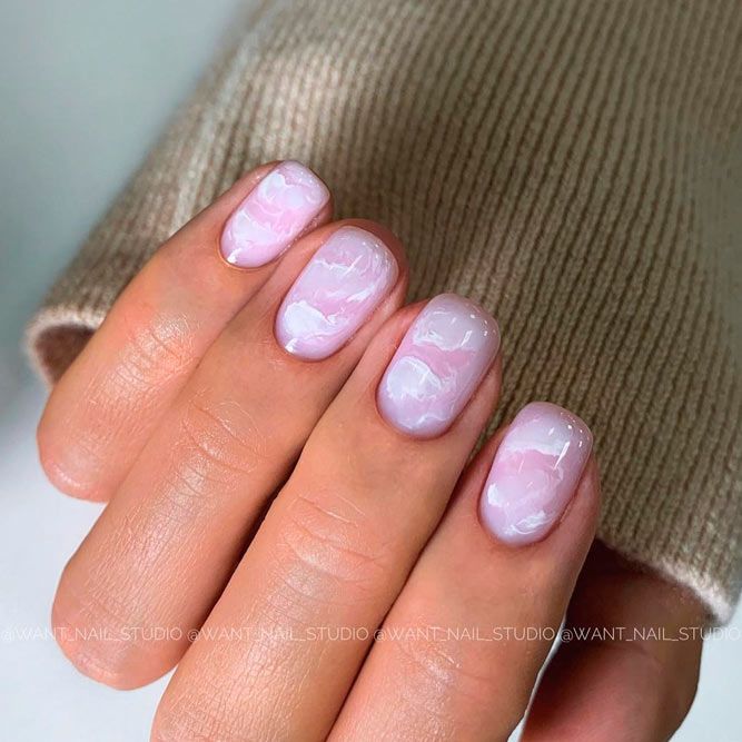 Milk Marble On Your Squoval Nails