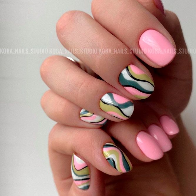 Light Pink Abstract Nails