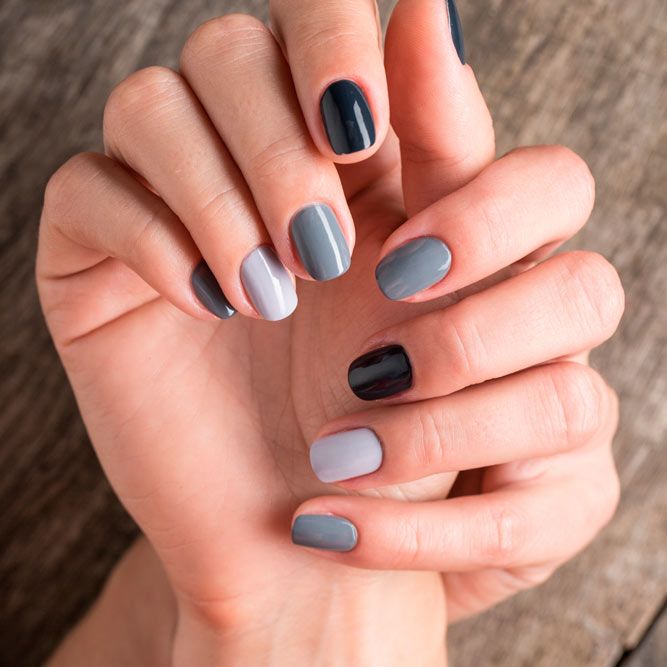 Simple Nail Designs with Different Grey Shades