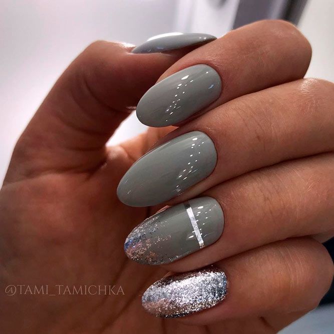 Sparkly Glitter Ombre Grey Nails