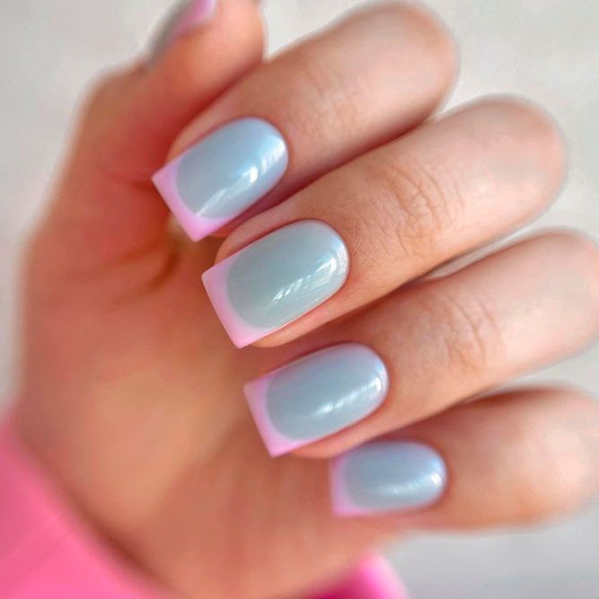 Grey Nails With Trendy French Tips