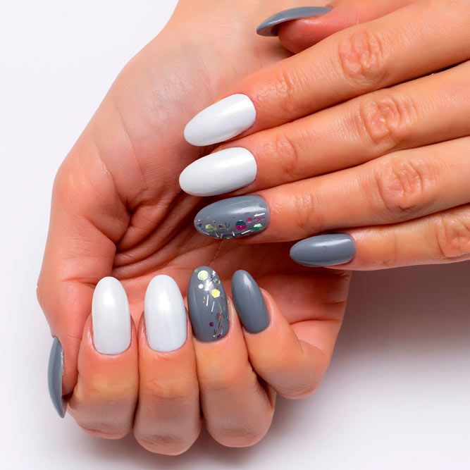 Grey And White Color For Nails