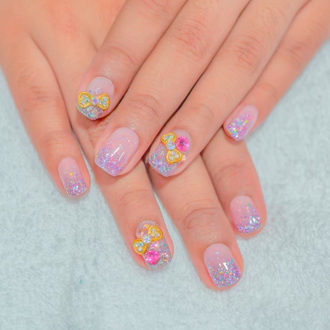 Glitter Gradient Kawaii Nails