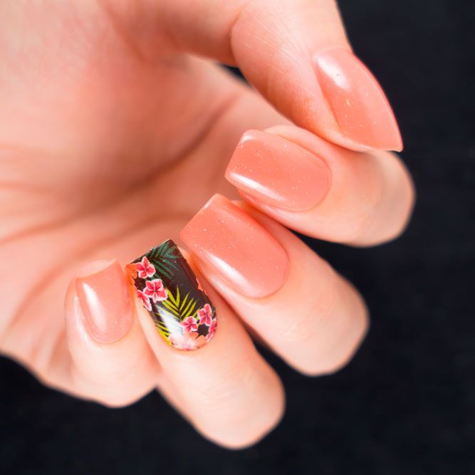 Tropical Peach Nails Art