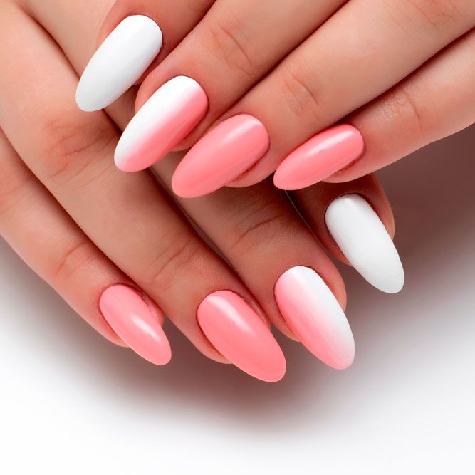 Peach And White Nails