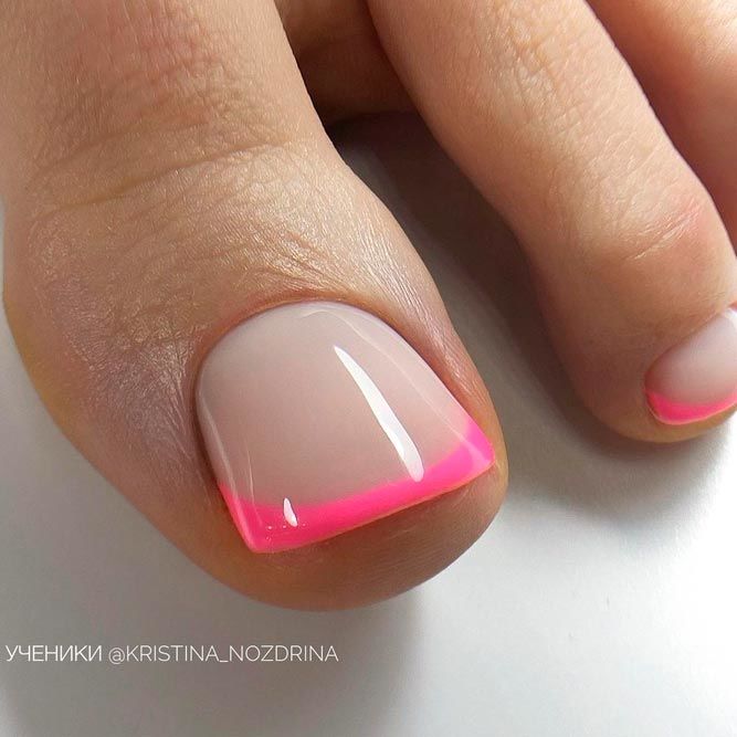 Pink French Tips For Your Toes