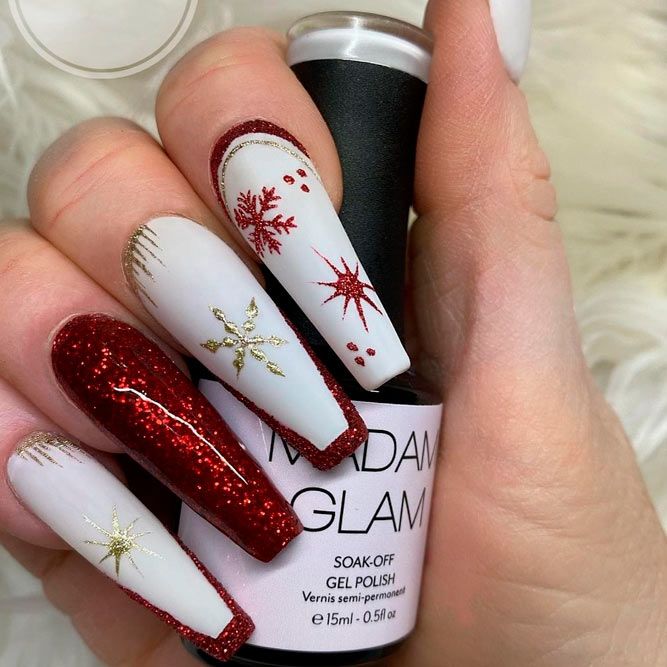 Snowflakes On Your Long Nails