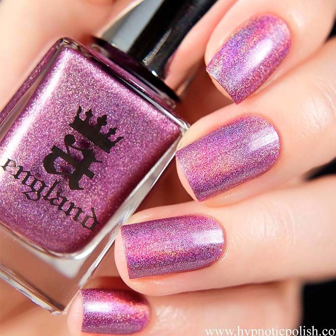 A-England Purple Holographic Nail