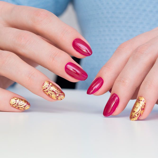 Pink Nails With Mandala Art