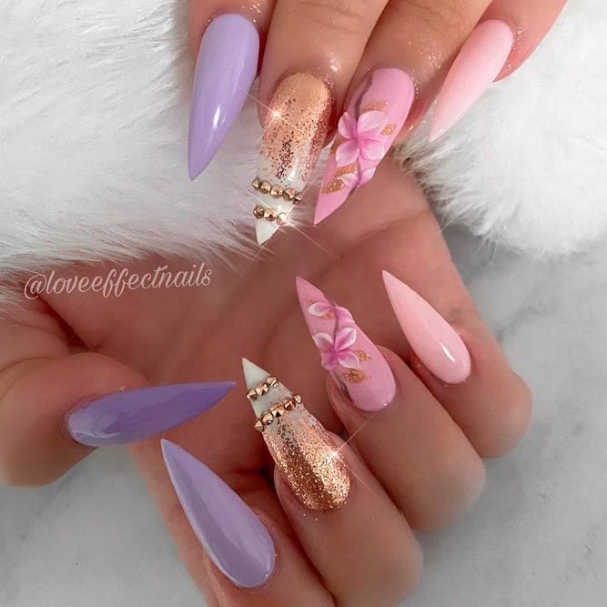 Glitter Ombre Pointy Nail Designs