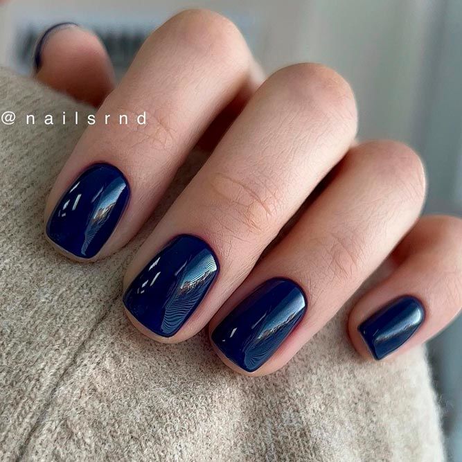 Blue Short Gel Nails