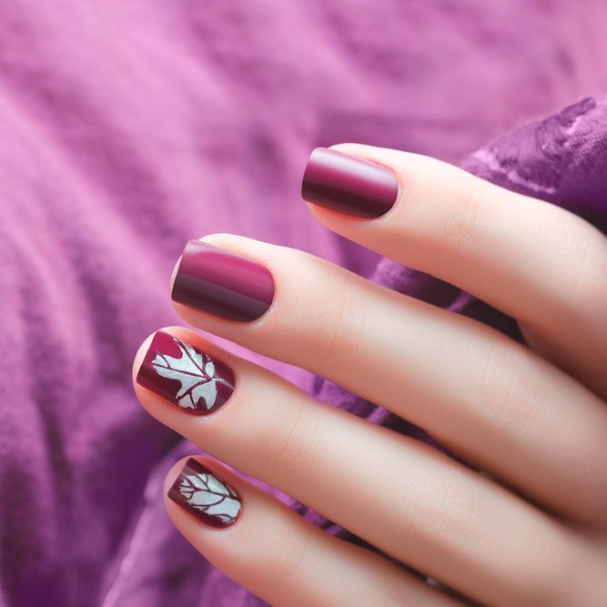 Cute Thanksgiving Nails With Leaves