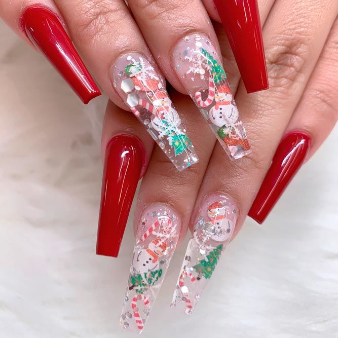 Long Candy Winter Nails Designs