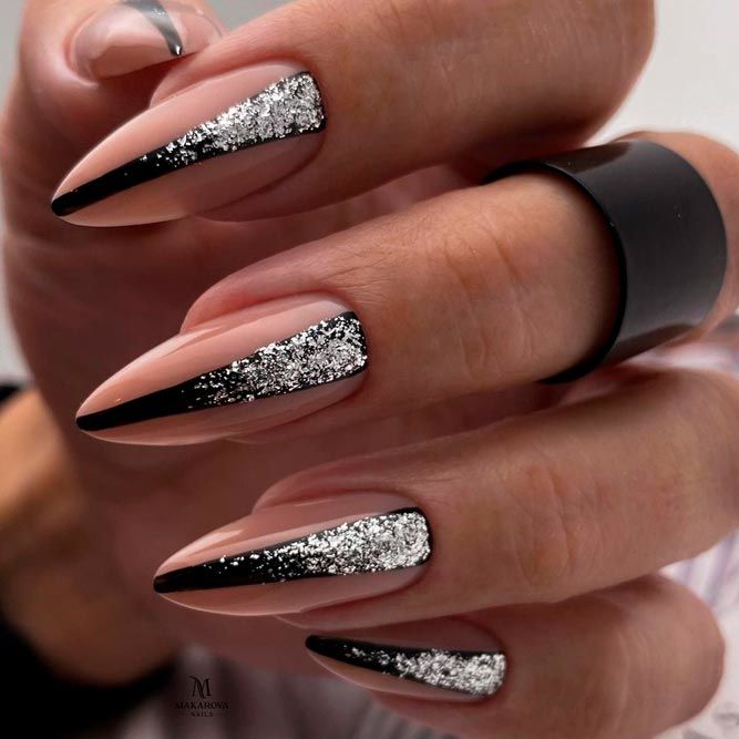 Winter Nails Designs with Glitter Triangles