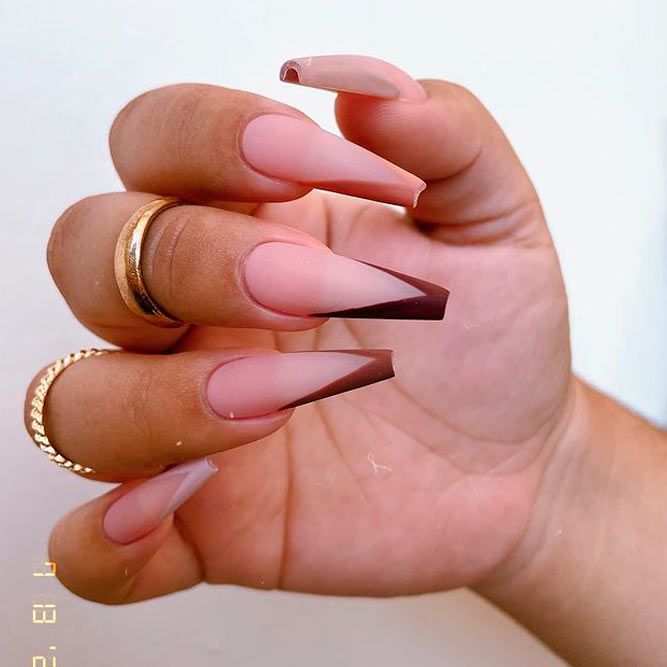 Brown French Ballerina Nails