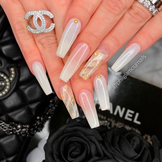 Ballerina Nails With Marble Accents