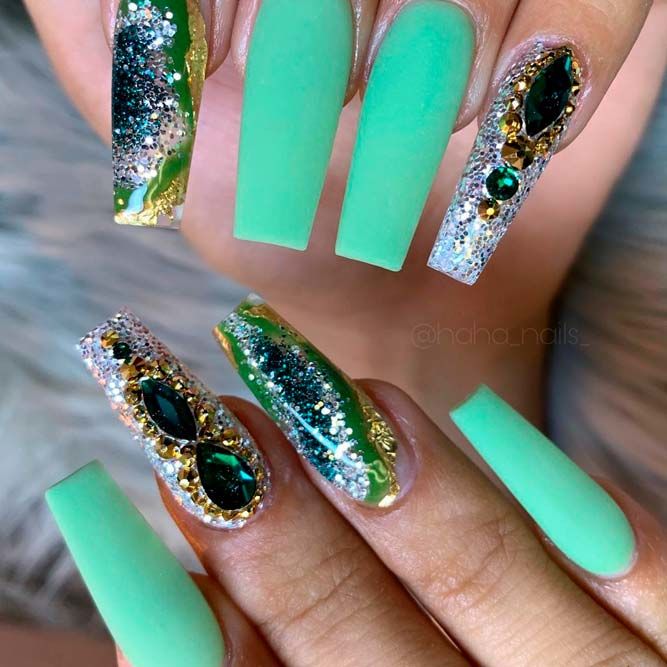 Mermaid Design For Coffin Acrylic Nails