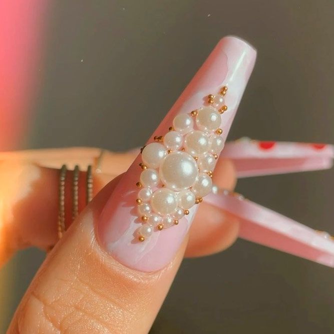 Luxury Nails With Pearl Accents