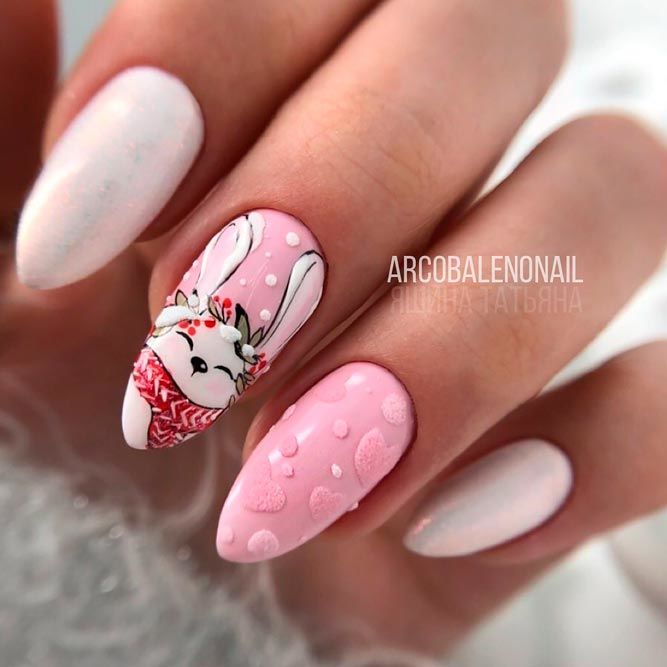 Cute Animal Art For New Years Nails