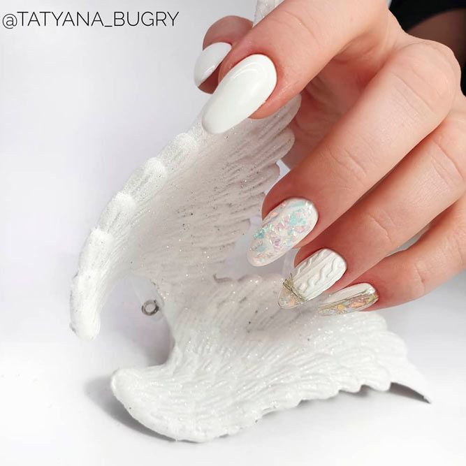 Shiny White Nails Designs